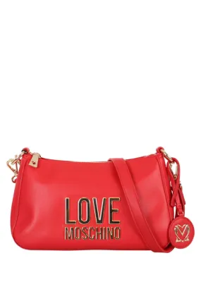 Bolso bandolera rojo con maxilogo dorado  y cadena dorada