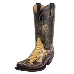 Python Western Boot Colorblock Bordado Botas Hombre Botas Moda Zapatos Modernos